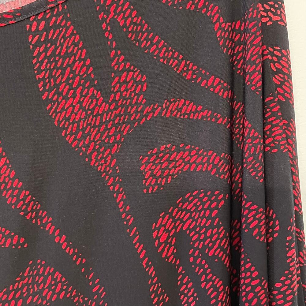Clara Sun Woo Top Red Black Batwing Sleeves M - Picture 6 of 6